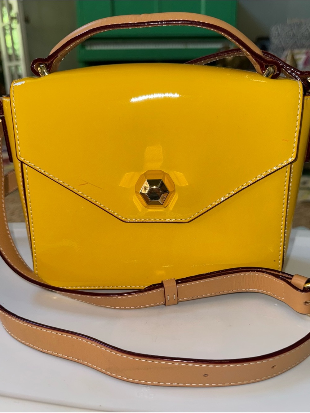 Frances Valentine Kelly Crossbody Clutch – Yellow & Green 💛💚
